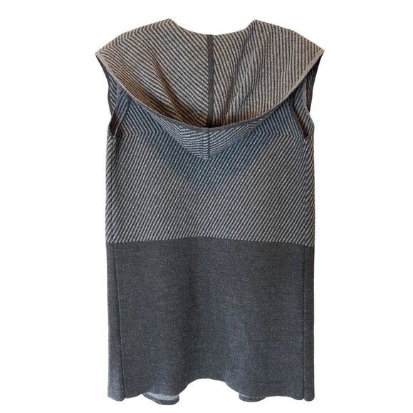 Linea Maglia Gray Black Sleeveless Knit Vest w/ Hood Wool Blend Italy Medium - Picture 2 of 7